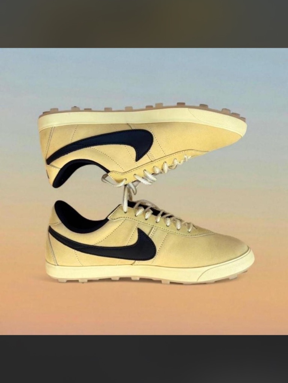 Nike Yellow Leather Low-Top Sneakers with Black Swoosh